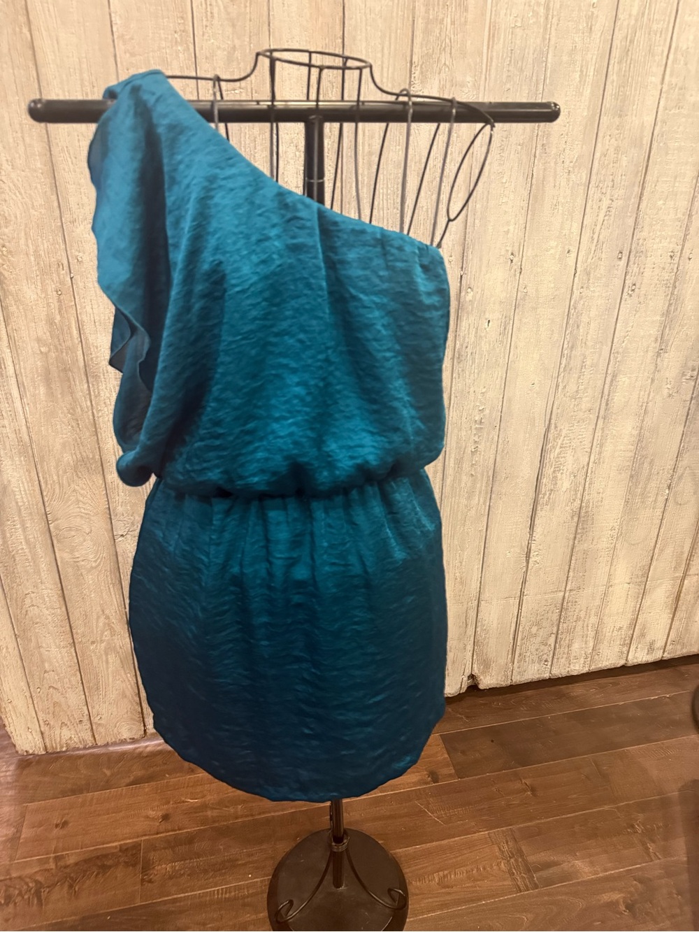 Iz Byer Teal One-Shoulder Cocktail Dress